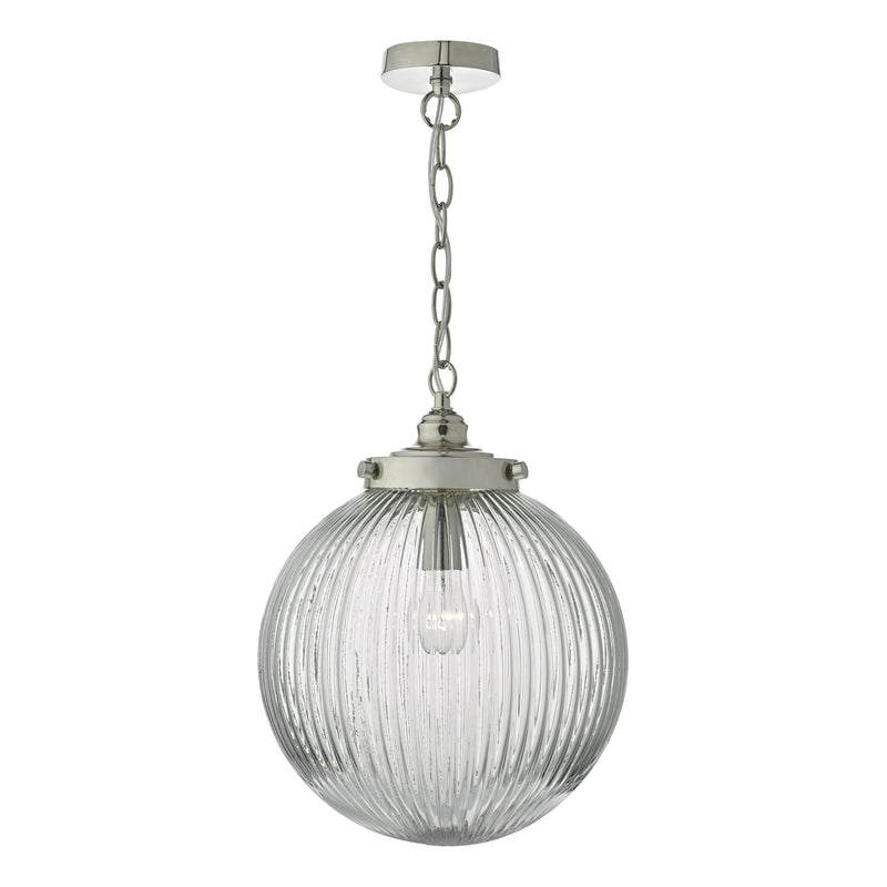 Dar Lighting Tamara Pendant Satin Nickel & Ribbed Glass • TAM0138