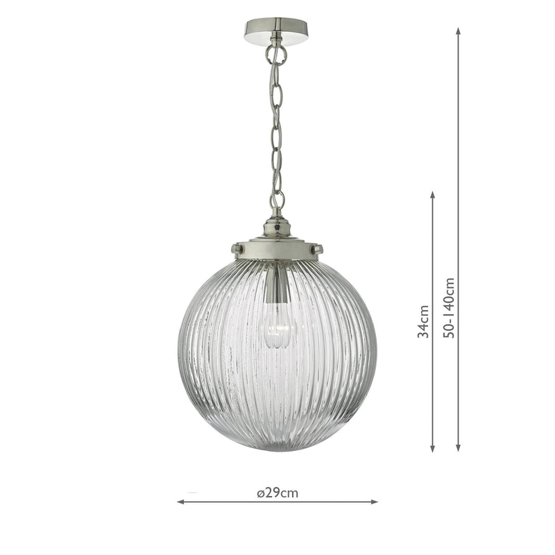 Dar Lighting Tamara Pendant Satin Nickel & Ribbed Glass • TAM0138