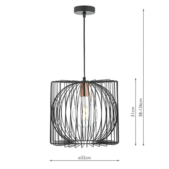 Dar Lighting Taplow Pendant Black & Copper • TAP0122