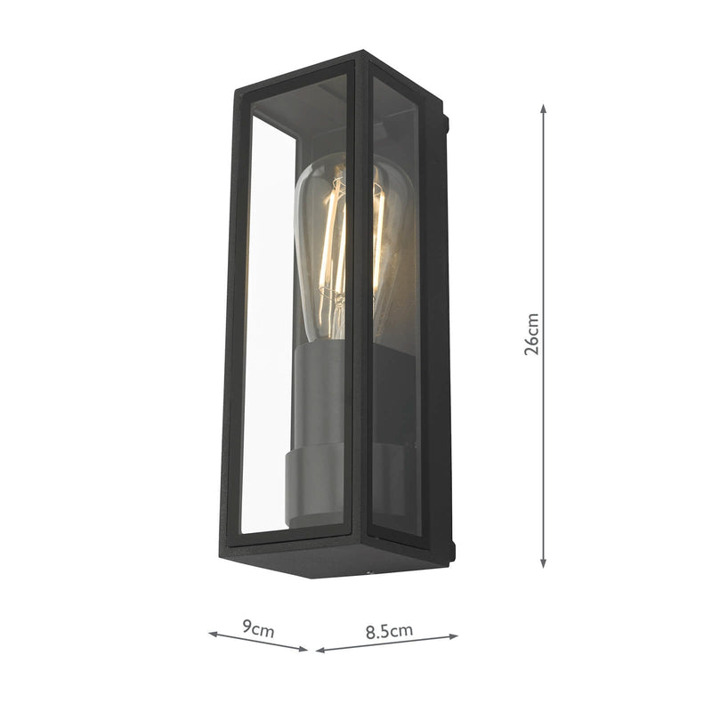Dar Lighting Taryn Outdoor Wall Light Matt Grey Glass IP65 • TAR1639