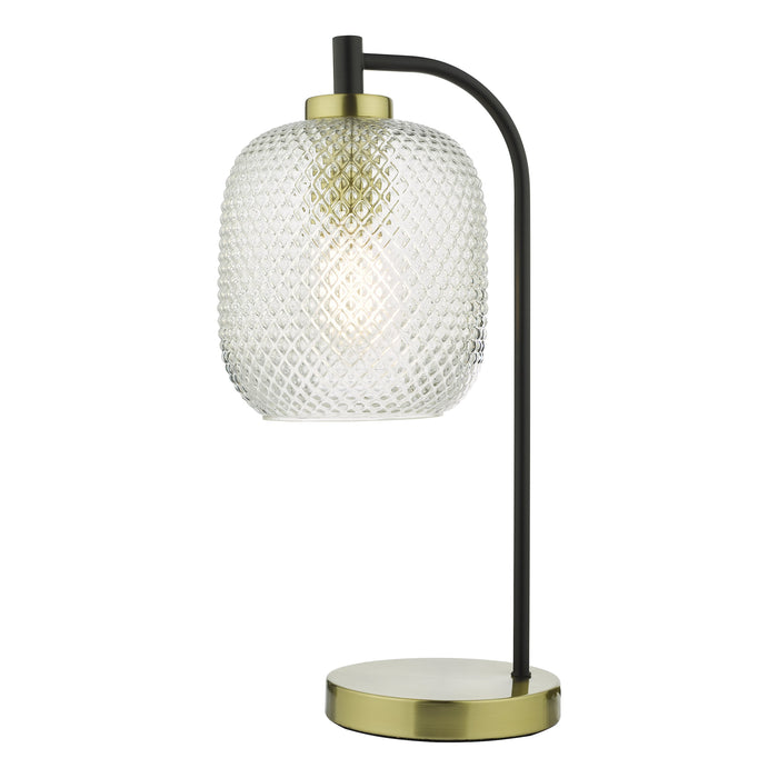 Dar Lighting Tehya Table Lamp Matt Black Textured Glass • TEH4254