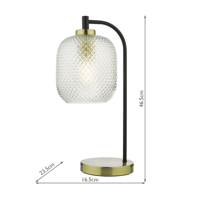 Dar Lighting Tehya Table Lamp Matt Black Textured Glass • TEH4254