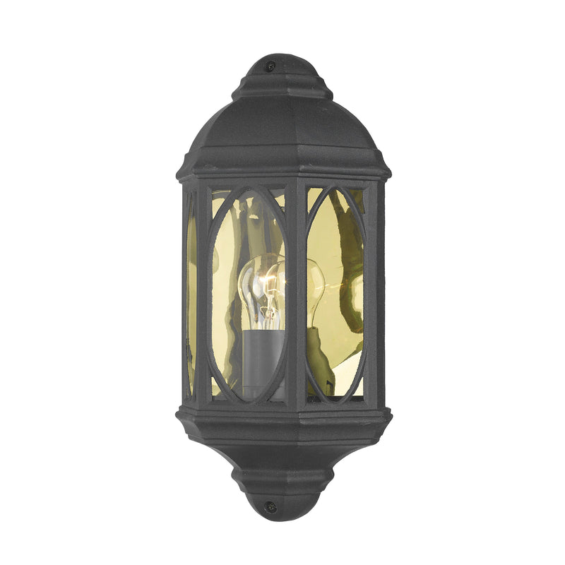 Dar Lighting Tenby Outdoor Wall Light Black Glass IP43 • TEN2122