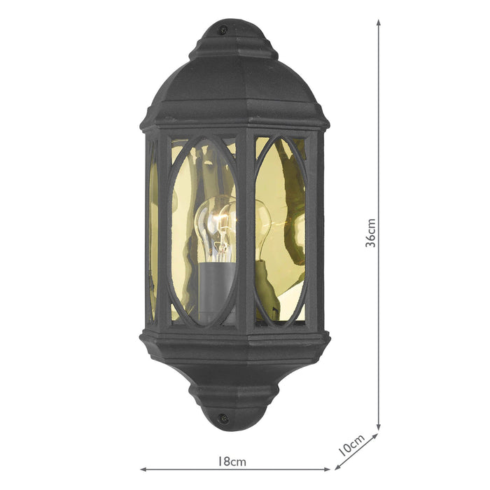 Dar Lighting Tenby Outdoor Wall Light Black Glass IP43 • TEN2122