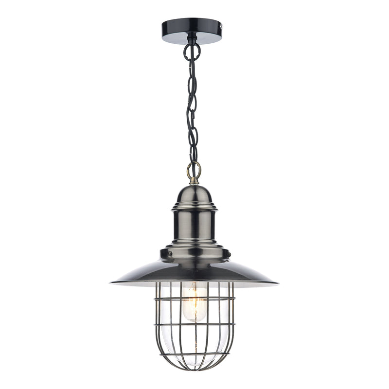 Dar Lighting Terrace 1 Light Pendant Antique Chrome • TER0161
