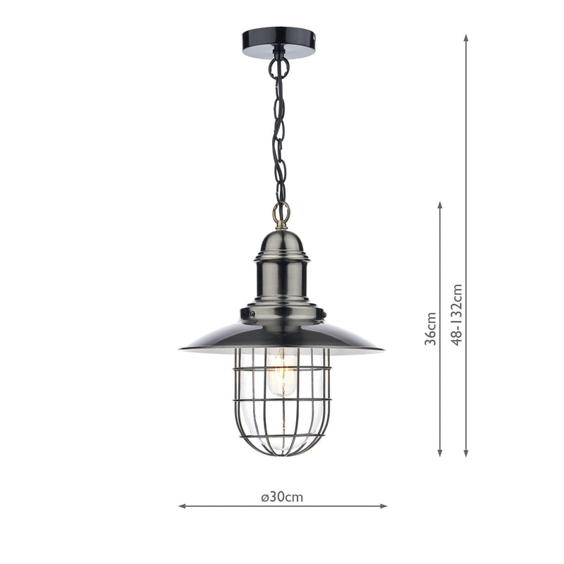Dar Lighting Terrace 1 Light Pendant Antique Chrome • TER0161
