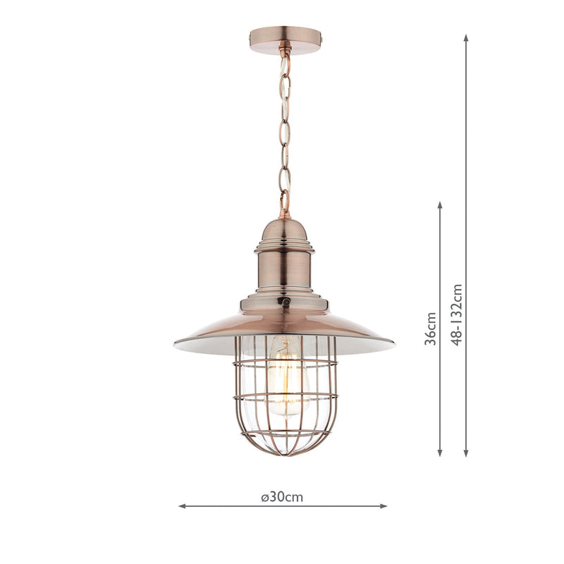 Dar Lighting Terrace 1 Light Pendant Copper • TER0164