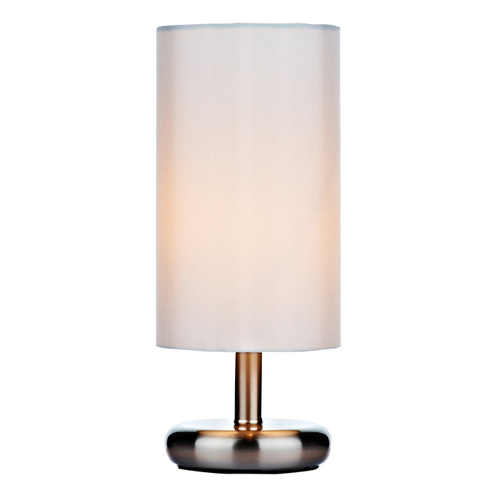 Dar Lighting Tico Touch Table Lamp Satin Chrome With Shade • TIC4133
