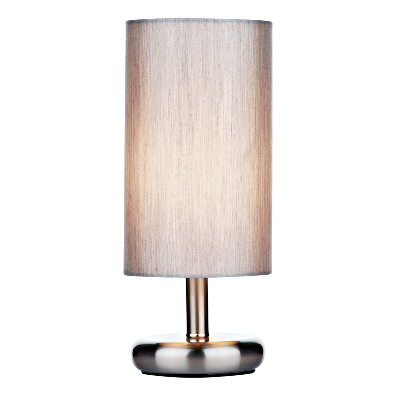 Dar Lighting Tico Touch Table Lamp Satin Chrome With Shade • TIC4139
