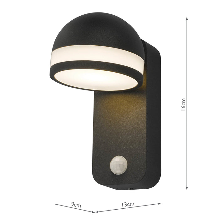 Dar Lighting Tien Outdoor Wall Light Adjustable Head Anthracite Sensor IP65 LED • TIE1539