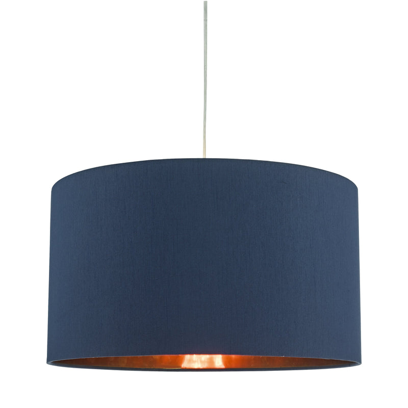 Dar Lighting Timon Easy Fit Pendant Shade Navy Blue With Rose Gold Lining • TIM6523
