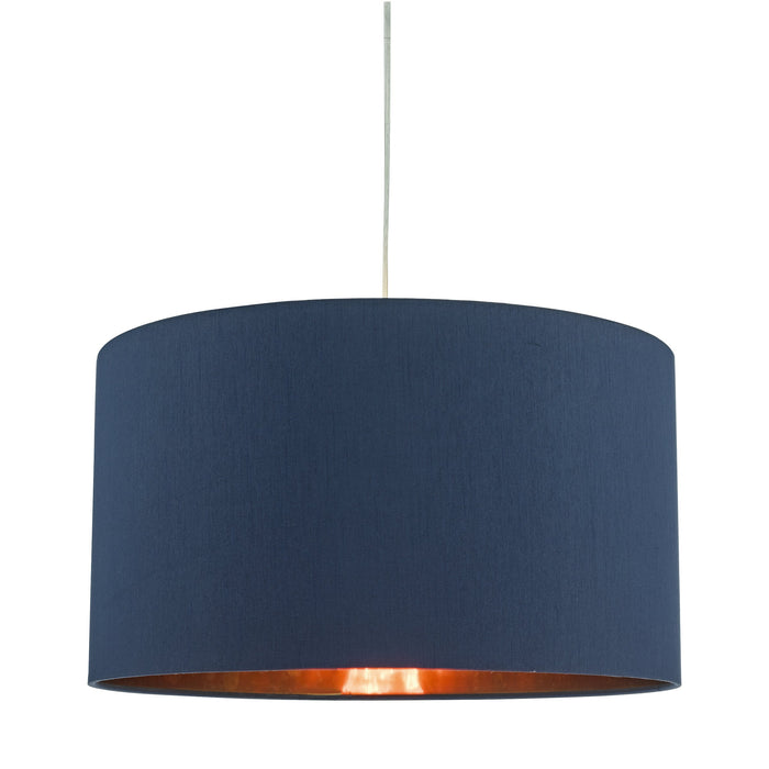 Dar Lighting Timon Easy Fit Pendant Shade Navy Blue With Rose Gold Lining • TIM6523