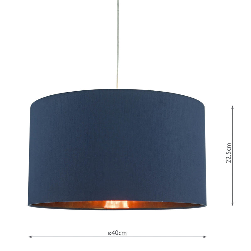Dar Lighting Timon Easy Fit Pendant Shade Navy Blue With Rose Gold Lining • TIM6523
