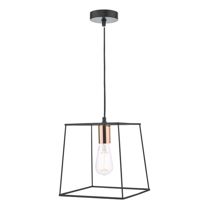 Dar Lighting Tower 1 Light Single Pendant Matt Black Copper • TOW0122