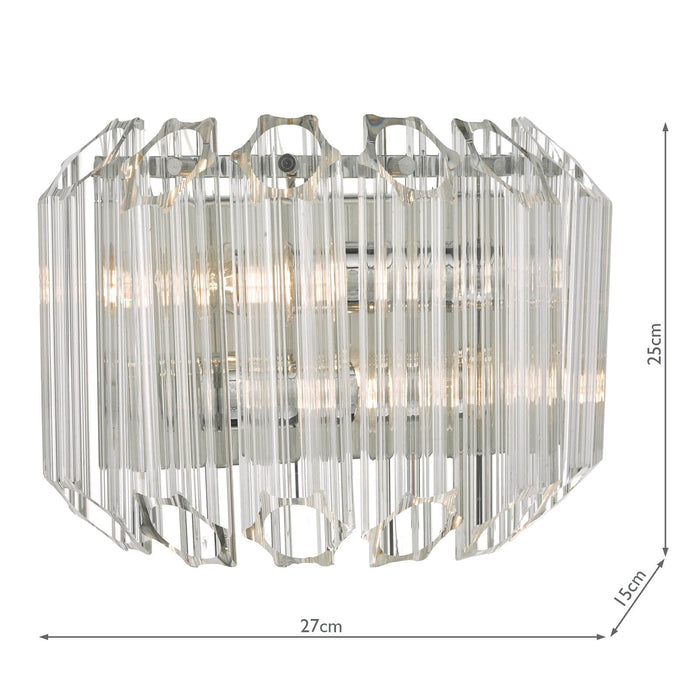 Dar Lighting Tuvalu 2 Light Wall Light Glass & Polished Chrome • TUV0908