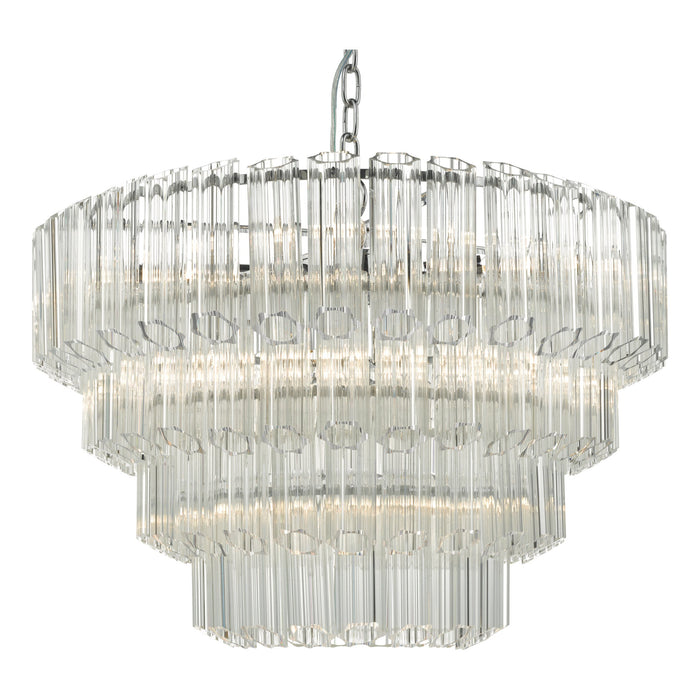 Dar Lighting Tuvalu 4 Tier 9 Light Chandelier Crystal & Polished Chrome • TUV1308