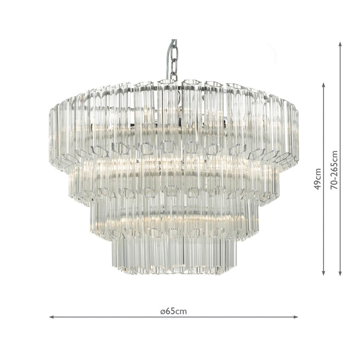 Dar Lighting Tuvalu 4 Tier 9 Light Chandelier Crystal & Polished Chrome • TUV1308