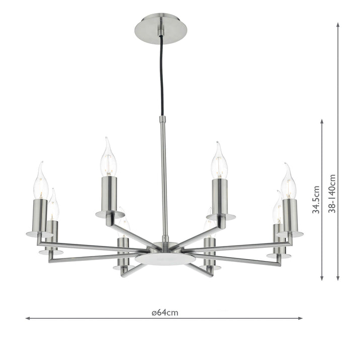 Dar Lighting Tyler 8lt Pendant Satin Nickel Fitting Only • TYL0838