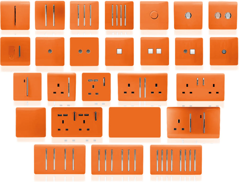 Trendi, Artistic Modern 1 Gang 1 Way LED Dimmer Switch 5-150W LED / 120W Tungsten, Orange Finish, (35mm Back Box Required), 5yrs Warranty • ART-LDMOR
