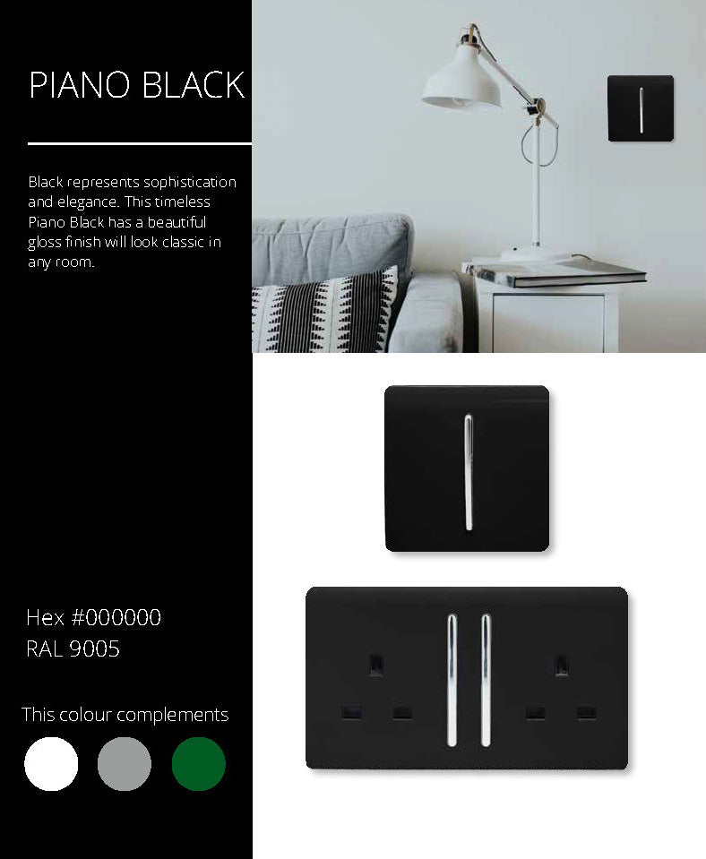 Trendi, Artistic Modern 4 Gang  (1x 2 Way 3x 3 Way Intermediate Twin Plate) Gloss Black, BRITISH MADE, (25mm Back Box Required), 5yrs Warranty • ART-SS2999BK