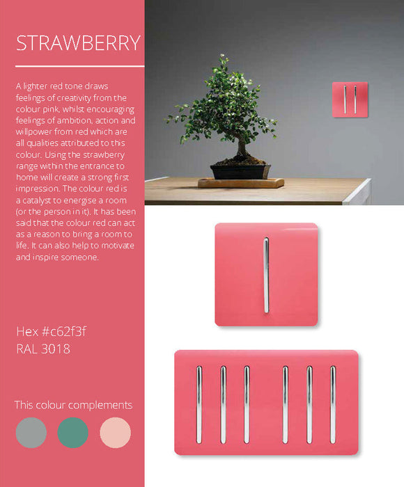 Trendi, Artistic Modern 4 Gang  (3x 2 Way 1x 3 Way Intermediate Twin Plate) Strawberry Finish, BRITISH MADE, (25mm Back Box Required), 5yrs Warranty • ART-SS2229SB