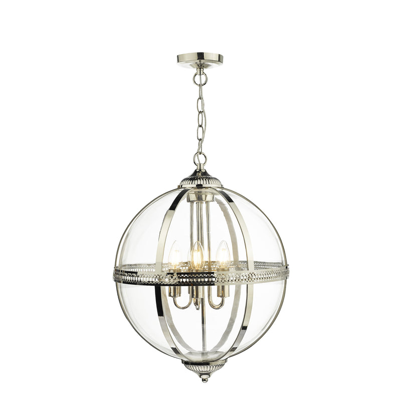 Dar Lighting Vanessa 5 Light Pendant Polished Nickel And Clear • VAN0538