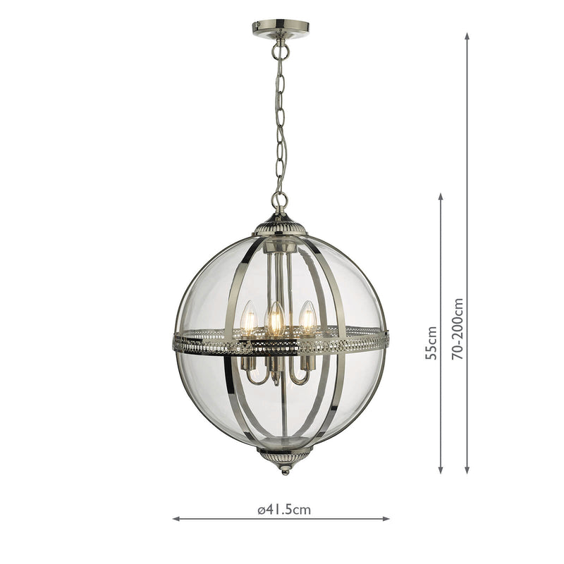 Dar Lighting Vanessa 5 Light Pendant Polished Nickel And Clear • VAN0538