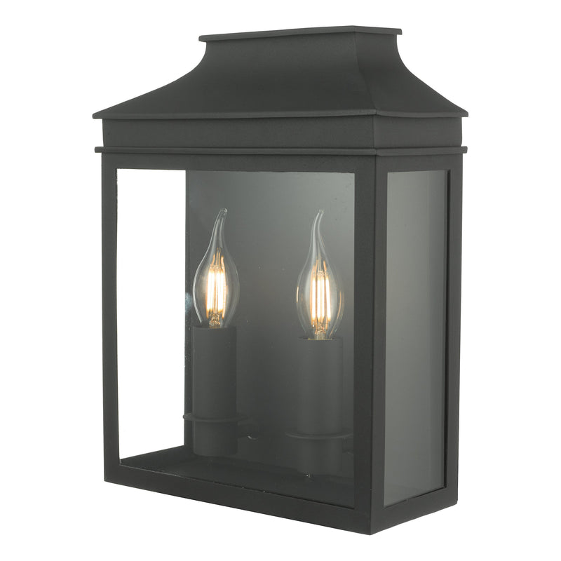 Dar Lighting Vapour 2 Light Coach Lantern Outdoor Wall Light Matt Black IP44 • VAP5022