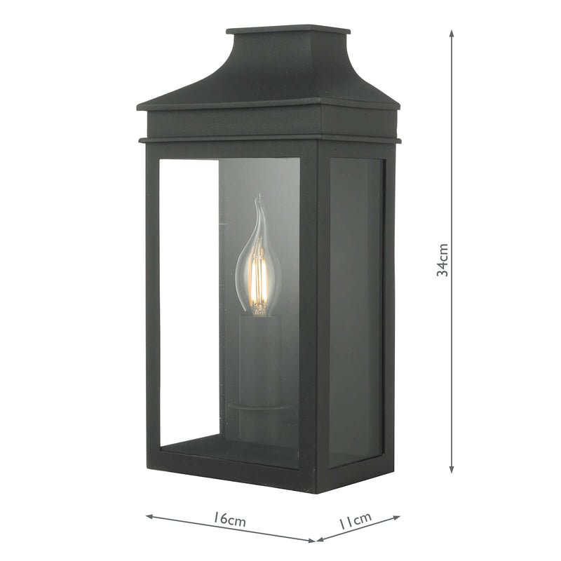 Dar Lighting Vapour Coach Lantern Outdoor Wall Light Matt Black IP44 • VAP5222