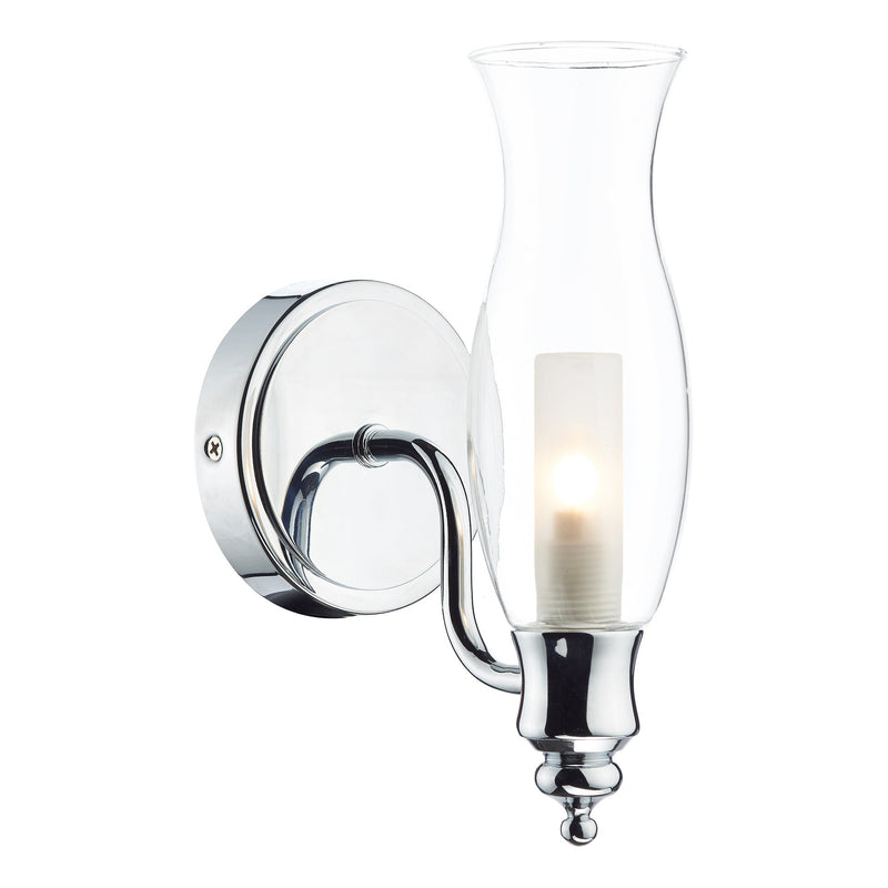 Dar Lighting Vestry Bathroom Wall Light Polished Chrome Glass IP44 • VES0750