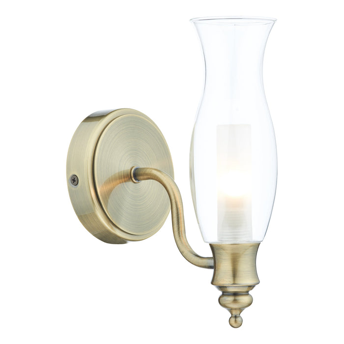 Dar Lighting Vestry Bathroom Wall Light Antique Brass IP44 • VES0775