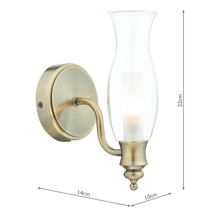 Dar Lighting Vestry Bathroom Wall Light Antique Brass IP44 • VES0775
