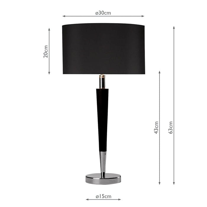 Dar Lighting Viking Table Lamp Polished Chrome Black With Shade • VIK4022
