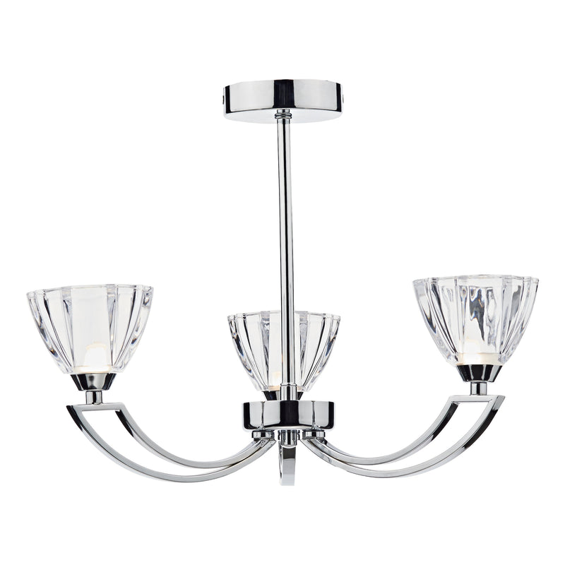Dar Lighting Vito 3 Light Semi Flush Polished Chrome • VIT0350