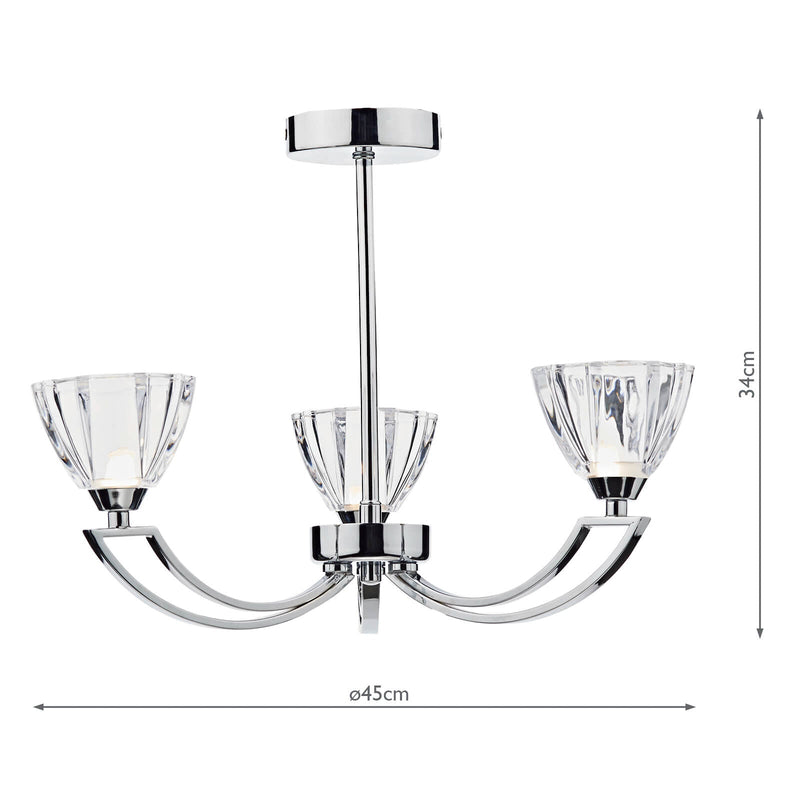 Dar Lighting Vito 3 Light Semi Flush Polished Chrome • VIT0350