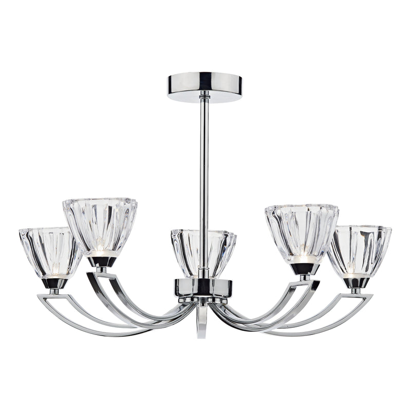 Dar Lighting Vito 5 Light Semi Flush Polished Chrome • VIT0550