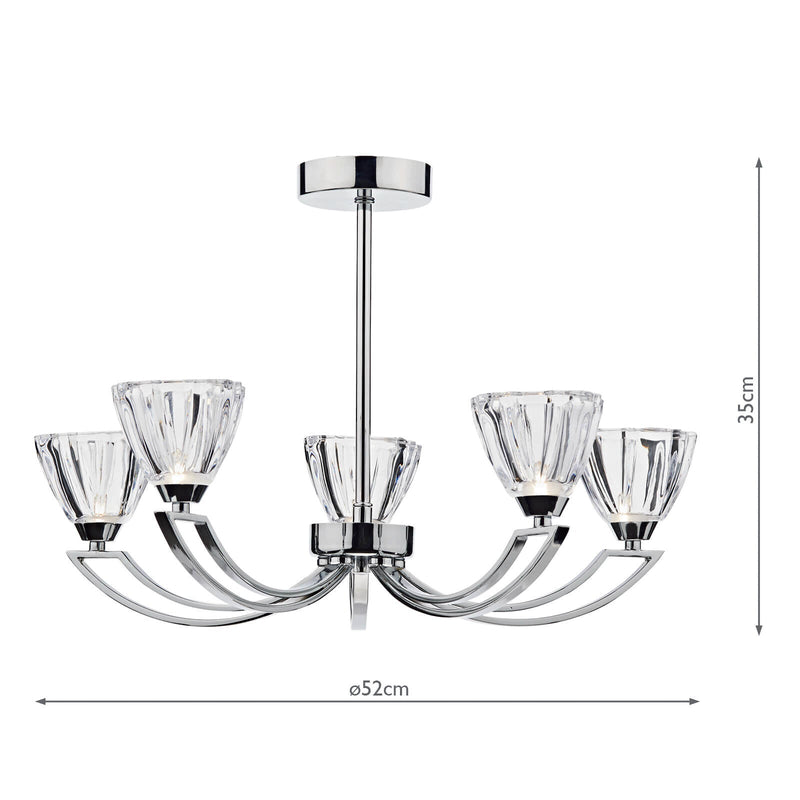 Dar Lighting Vito 5 Light Semi Flush Polished Chrome • VIT0550