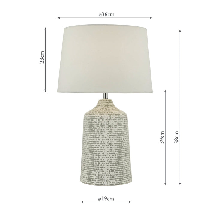 Dar Lighting Vondra Table Lamp White & Grey With Shade • VON4239