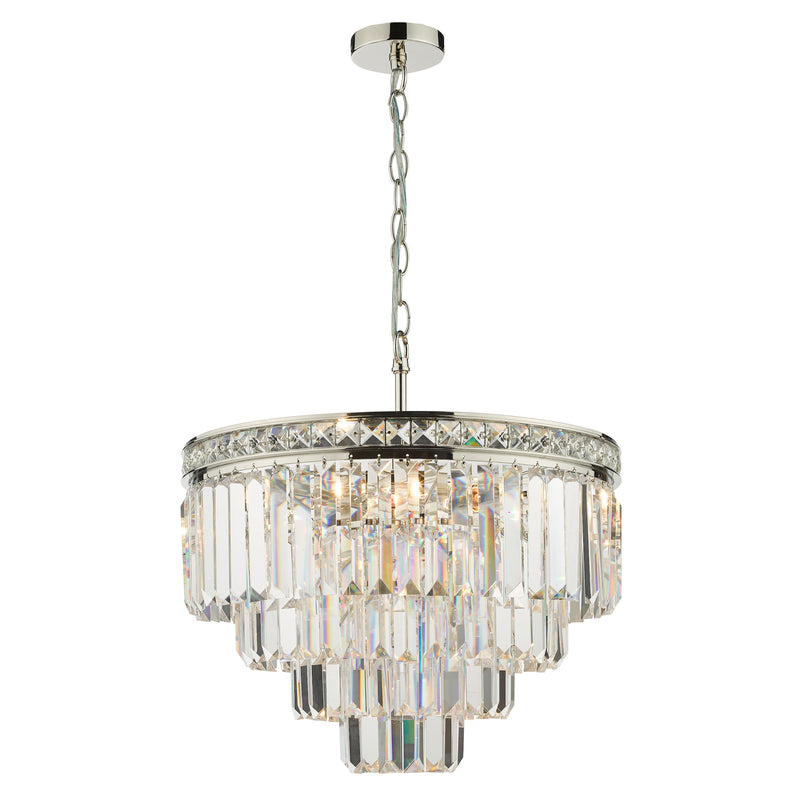 Dar Lighting Vyana 4 Light Pendant Polished Nickel Crystal • VYA0432