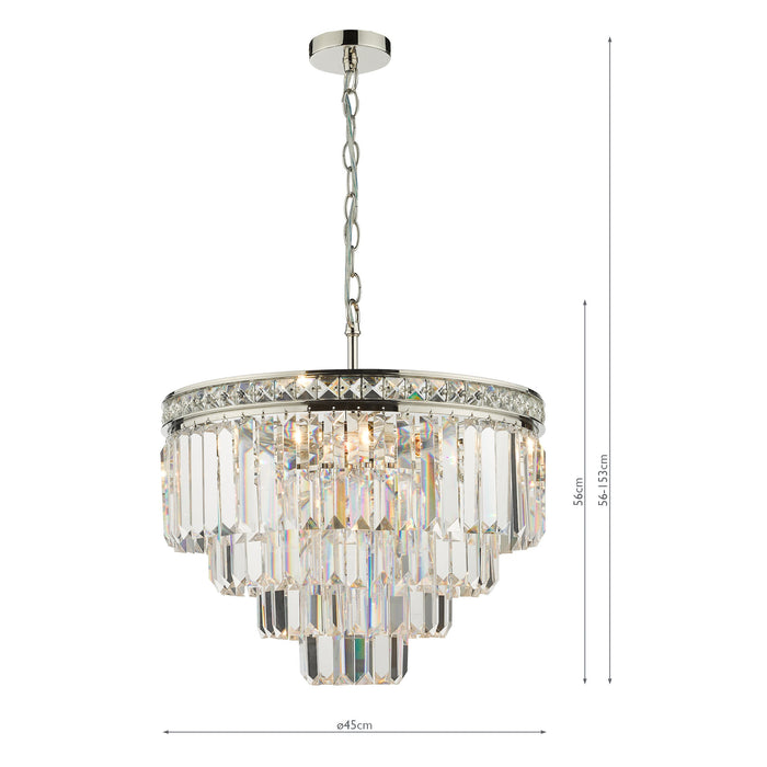 Dar Lighting Vyana 4 Light Pendant Polished Nickel Crystal • VYA0432