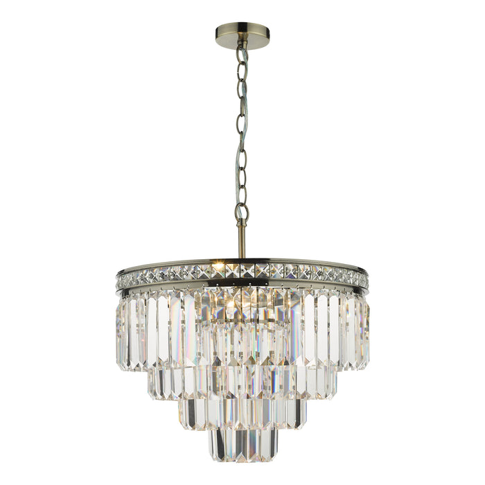 Dar Lighting Vyana 4 Light Pendant Antique Brass Crystal • VYA0475