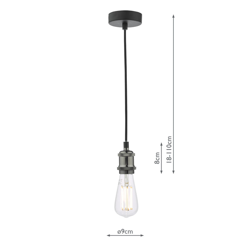 Dar Lighting Waco 1 Light E27 Suspension Black Chrome Matt Black • WAC0161