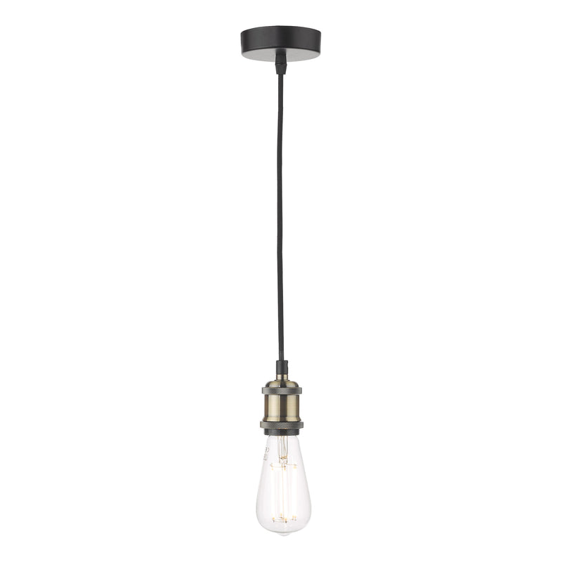 Dar Lighting Waco Single E27 Suspension Antique Brass Matt Black • WAC0175