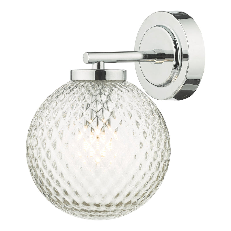 Dar Lighting Wayne Bathroom Wall Light Polished Chrome Glass IP44 • WAY0750