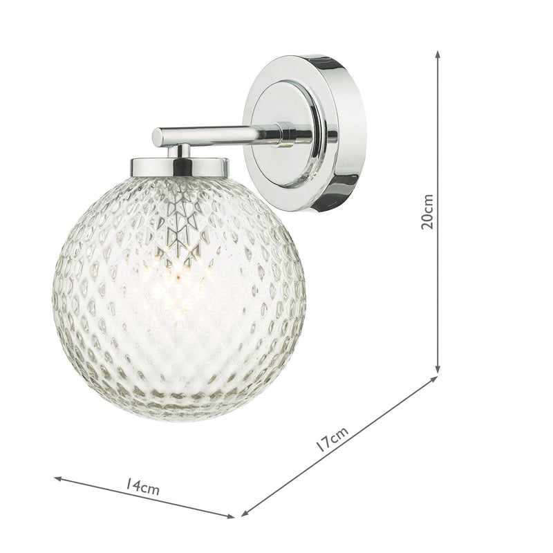 Dar Lighting Wayne Bathroom Wall Light Polished Chrome Glass IP44 • WAY0750