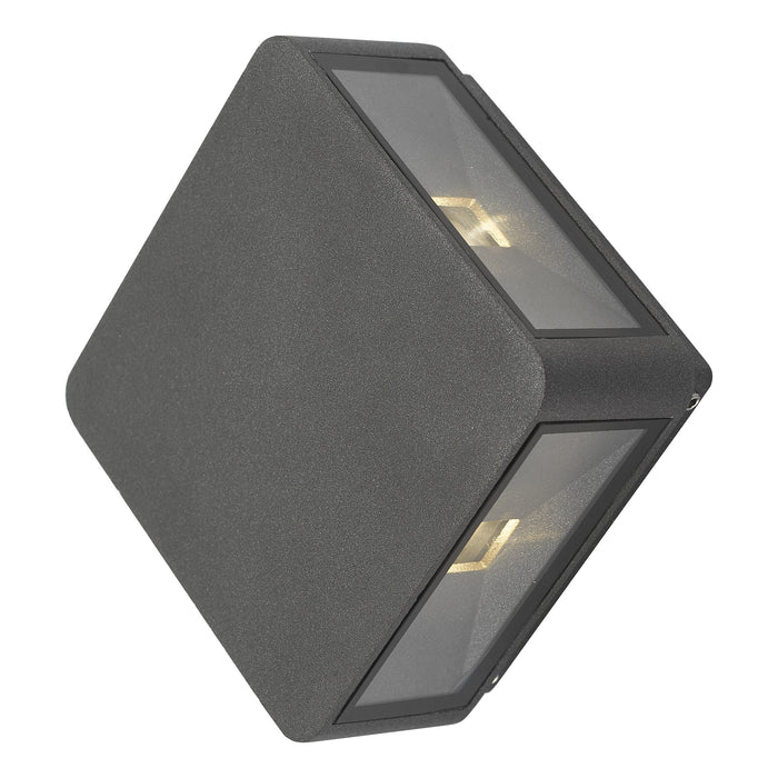 Dar Lighting Weiss Outdoor 4 Light Wall Light Square Matt Grey Glass IP65 LED • WEI2139