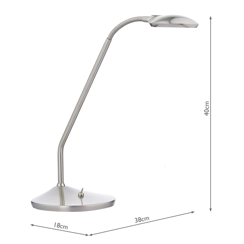 Dar Lighting Wellington Task Table Lamp Satin Chrome LED • WEL4046