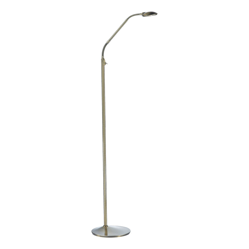 Dar Lighting Wellington Task Floor Lamp Antique Brass LED • WEL4975