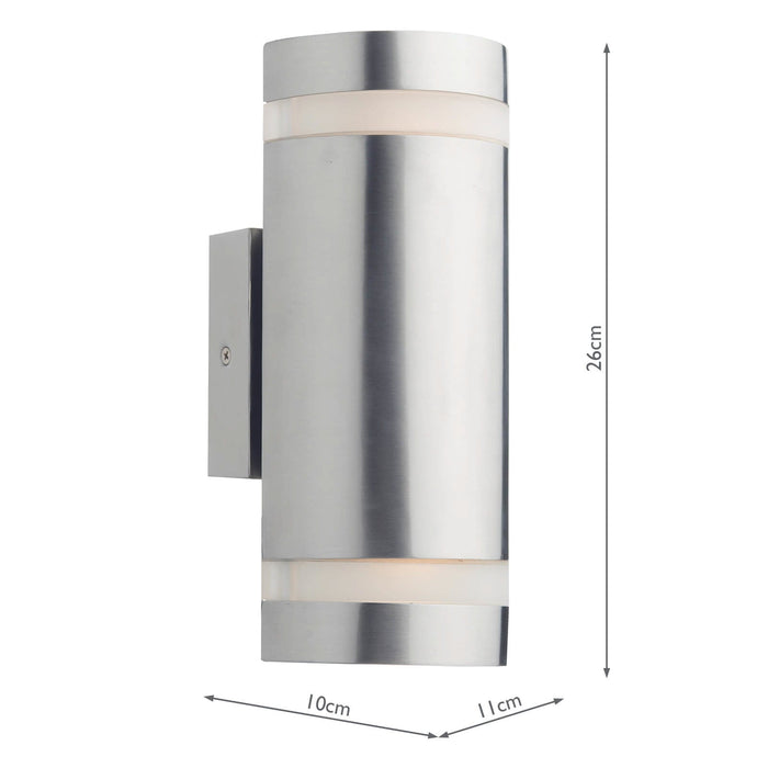 Dar Lighting Wessex Outdoor 2 Light Wall Light Stainless Steel LED IP44 • WES2144