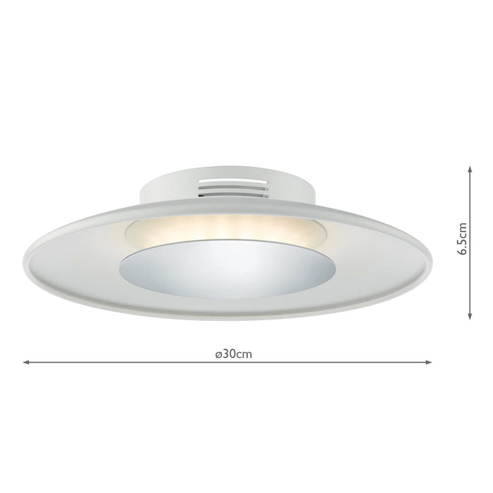 Dar Lighting Worcester Small Flush White & Polished Chrome LED • WOR522